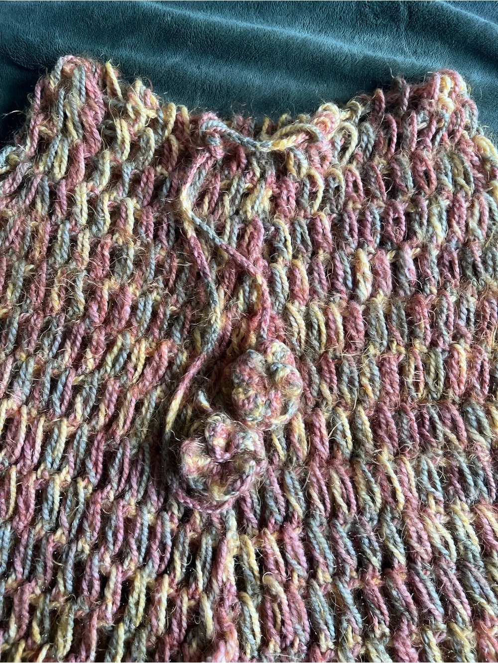 Vintage Knit Fringe Poncho